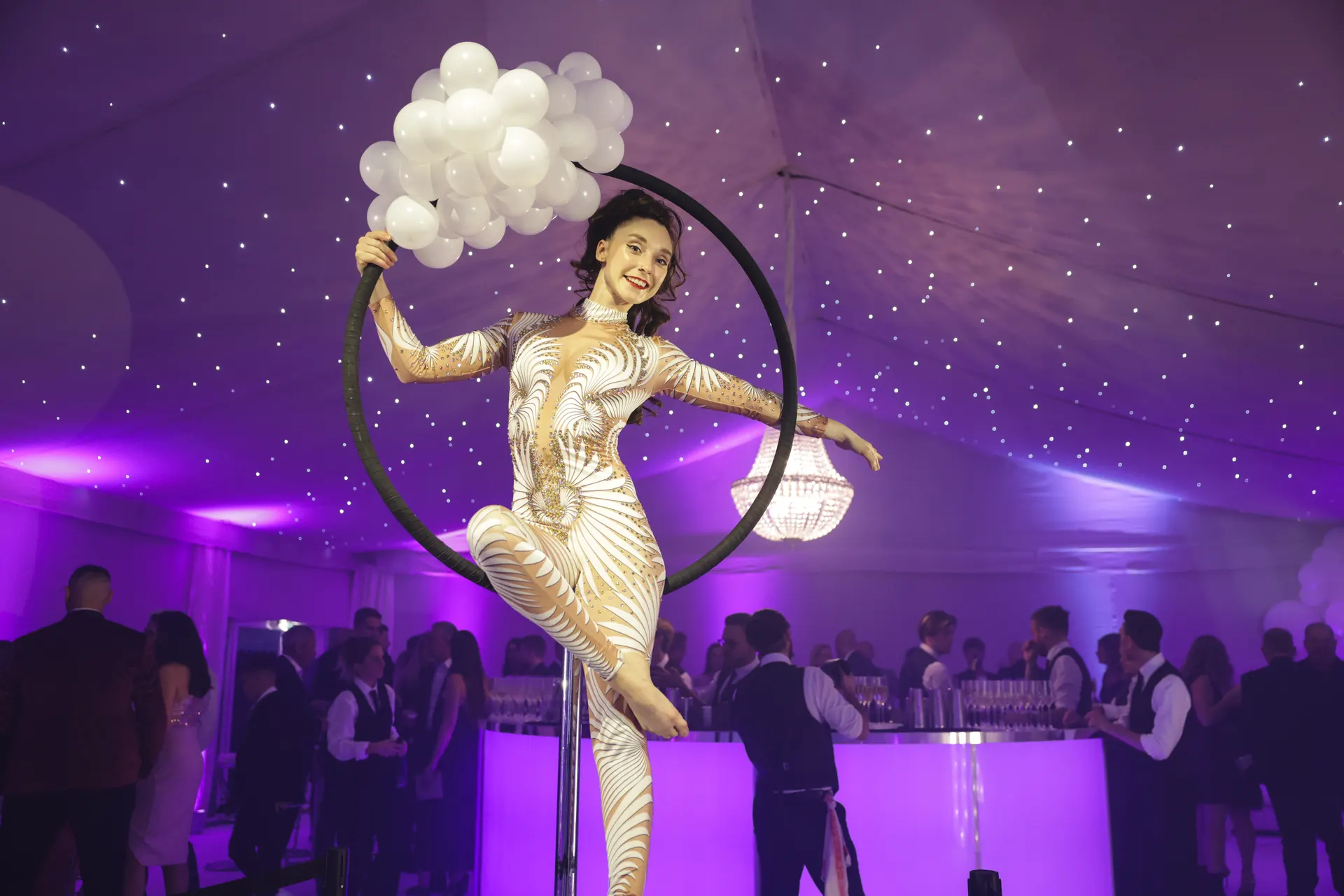 Aerial lollipop white Ibiza: aerial performers
